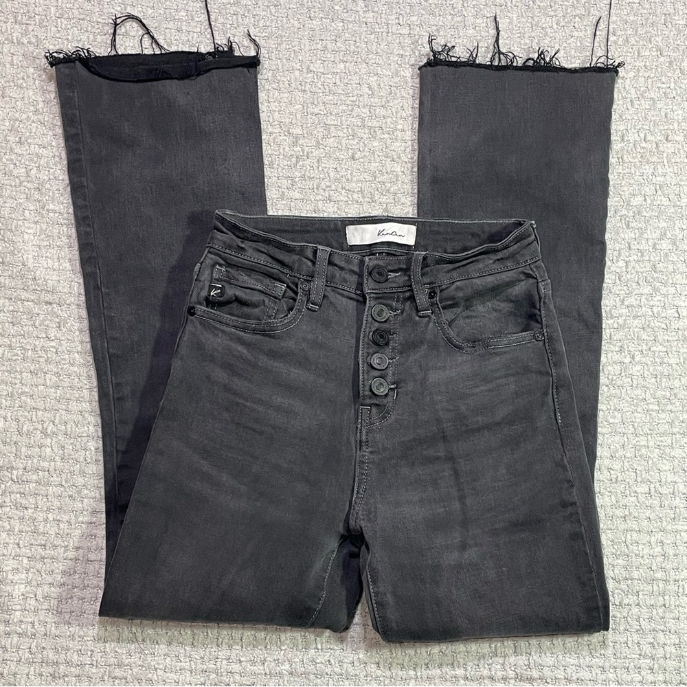 KanCan Button Fly Black Dark Gray Frayed Hem #KC7883LG Size 1/24